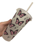 Pink Butterflies 24oz Cold Cup