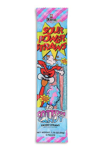 Dorval Sour Power Straws Cotton Candy 50g